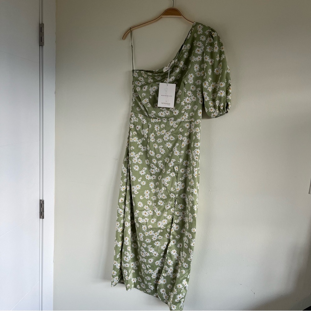 🆕 One Shoulder Daisy Green Midi Dress